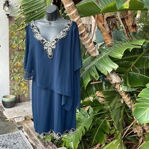 J kara beaded cape dress